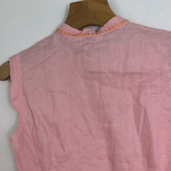 Richard Malcolm Irish Linen Sleeveless Crew Neck Button Up Blouse Top Pink Med - Picture 10 of 11